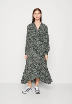 Yasditsy V Neck Wrap Dress - Maxi-Jurk - Black