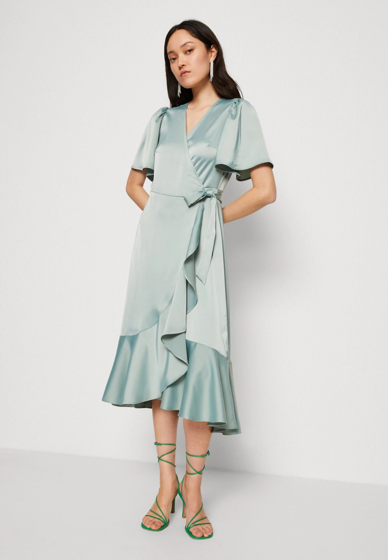 Yasthea Midi Wrap Dress - Cocktailjurk - Green Milieu 6 Yasthea Midi Wrap Dress - Cocktailjurk - Green Milieu - Afbeelding 4