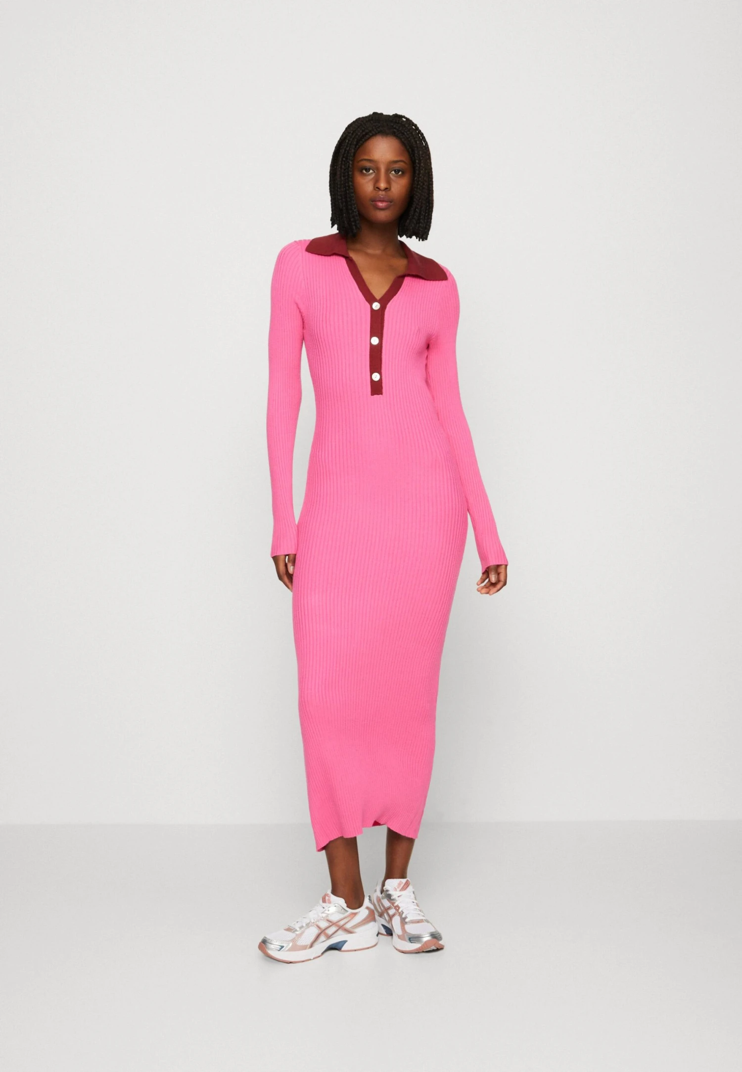 Yasminna Midi Dress - Gebreide Jurk - Phlox Pink 3 Yasminna Midi Dress - Gebreide Jurk - Phlox Pink