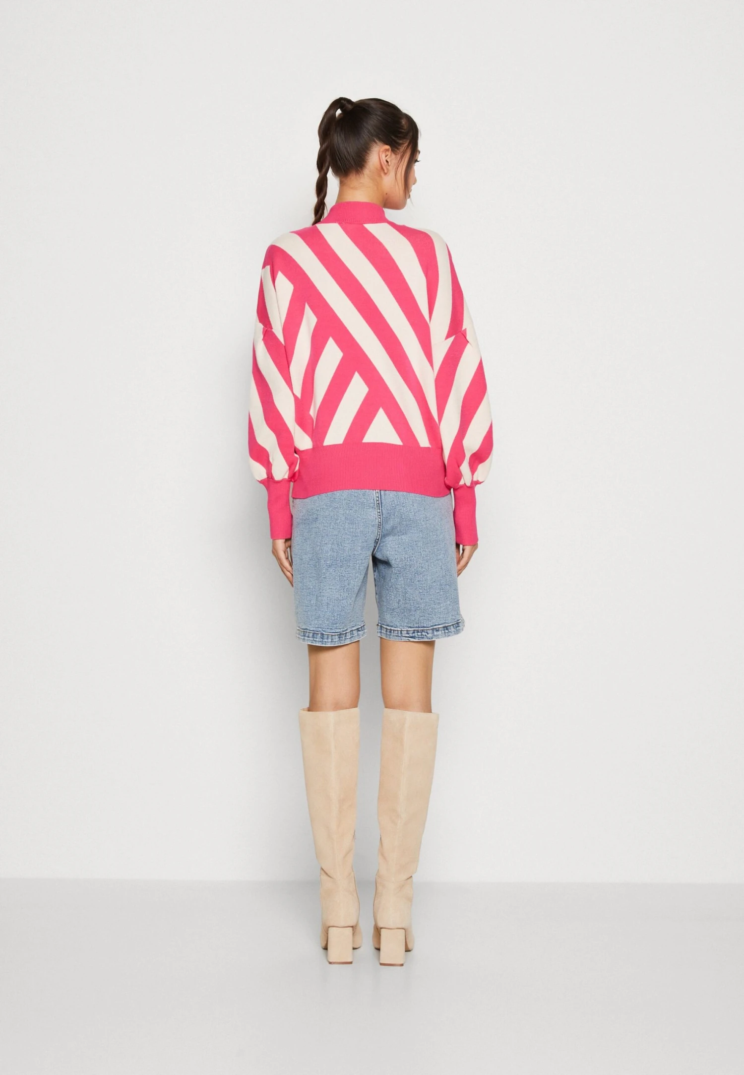 Yasfonny Stripe - Trui - Fuchsia Purple/Birch 5 Yasfonny Stripe - Trui - Fuchsia Purple/Birch - Afbeelding 3