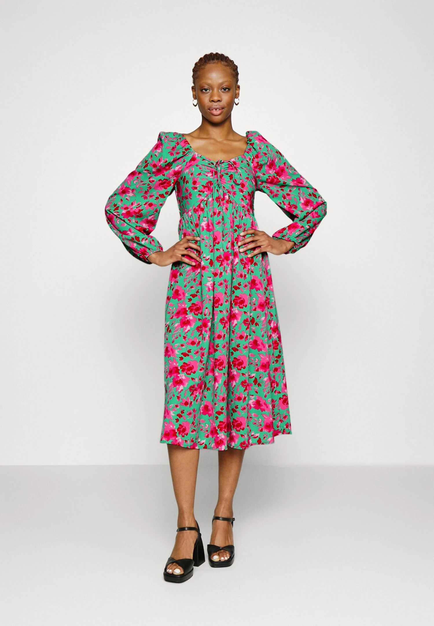 Yassofie Midi Dress - Jurk - Green/Pink 4 Yassofie Midi Dress - Jurk - Green/Pink - Afbeelding 2