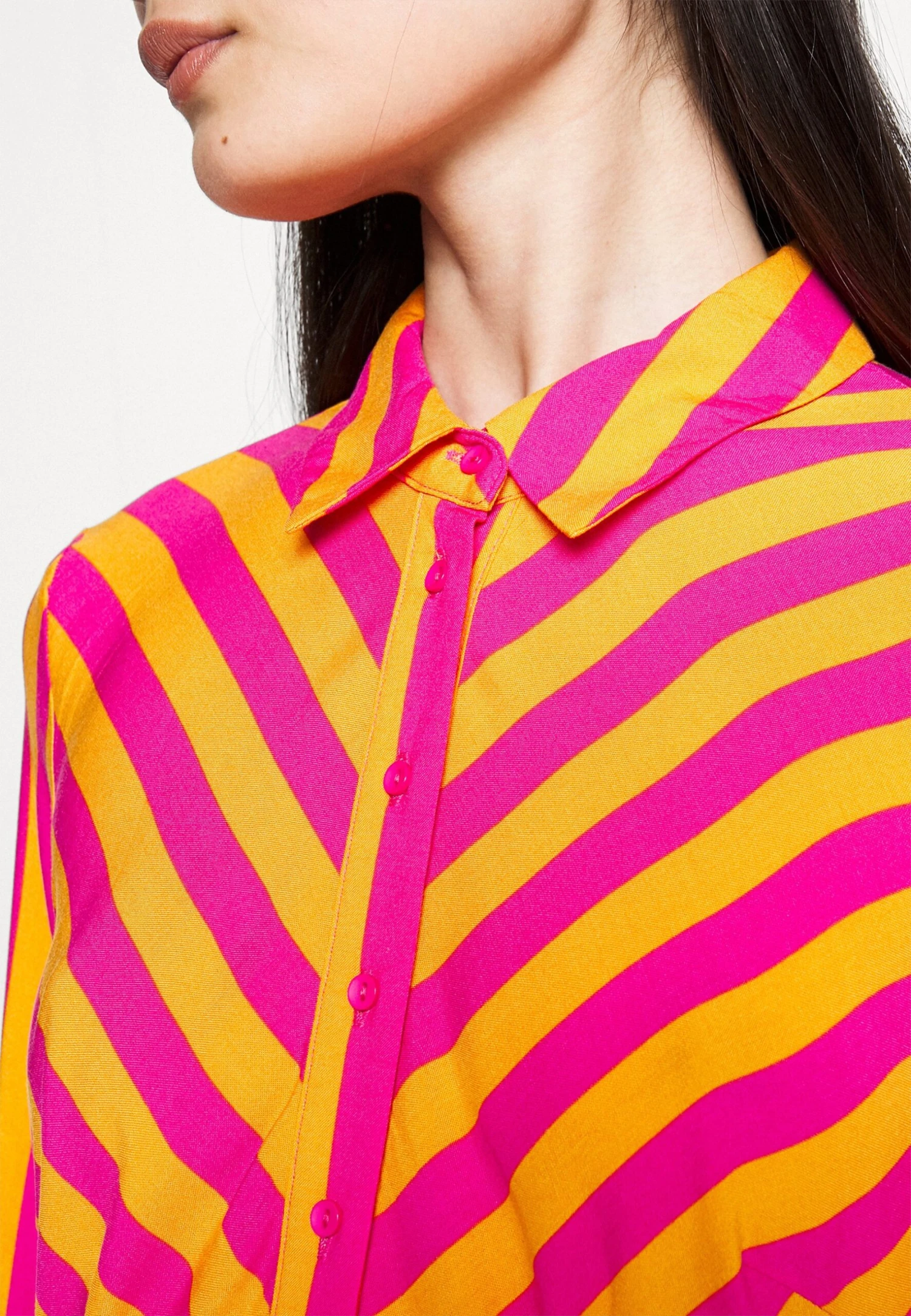 Yassavanna Long Shirt Dress- Maxi-Jurk - Orange Pepperstripes:Fuchsia Purple 8 Yassavanna Long Shirt Dress- Maxi-Jurk - Orange Pepperstripes:Fuchsia Purple - Afbeelding 6