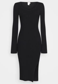 Yaslivia Longsleeve Midi Dress- Gebreide Jurk - Black -Yas 49e51a3689f547b9a5c36f1edddd3c09