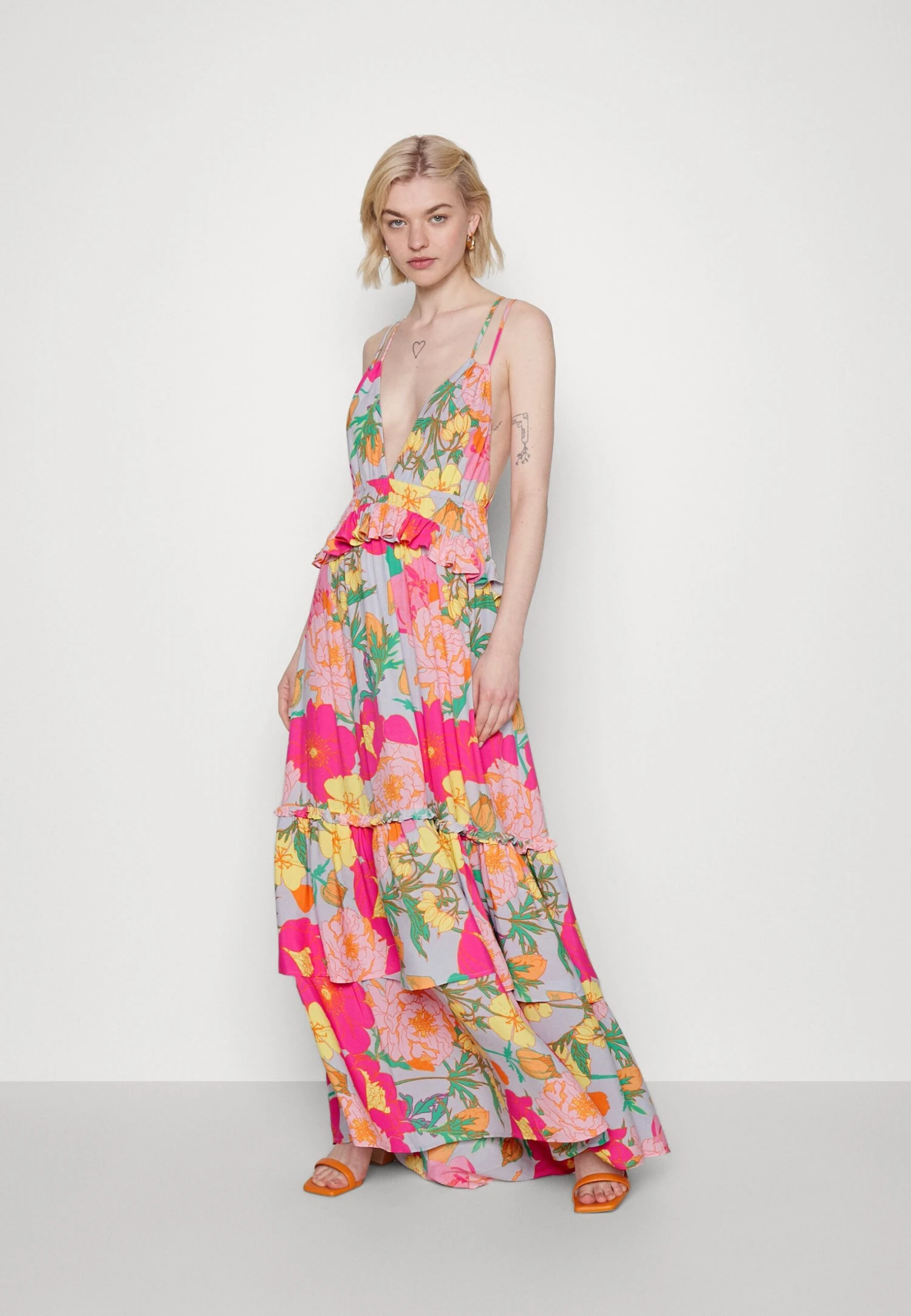 Yaslullah Strap Maxi Dress- Jurk - Heather/Lullah Aop 4 Yaslullah Strap Maxi Dress- Jurk - Heather/Lullah Aop - Afbeelding 2