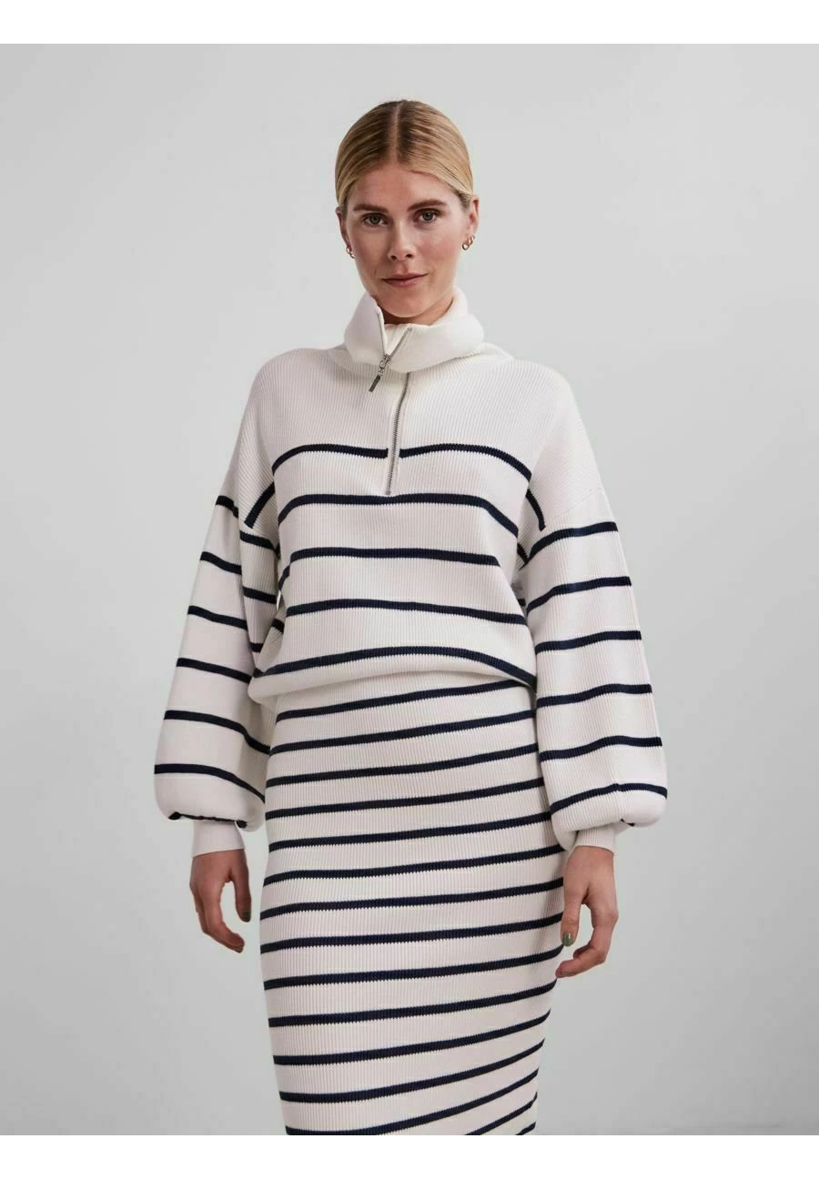 YAS Ls Zip Noos - Trui - Star White 2 YAS Ls Zip Noos - Trui - Star White