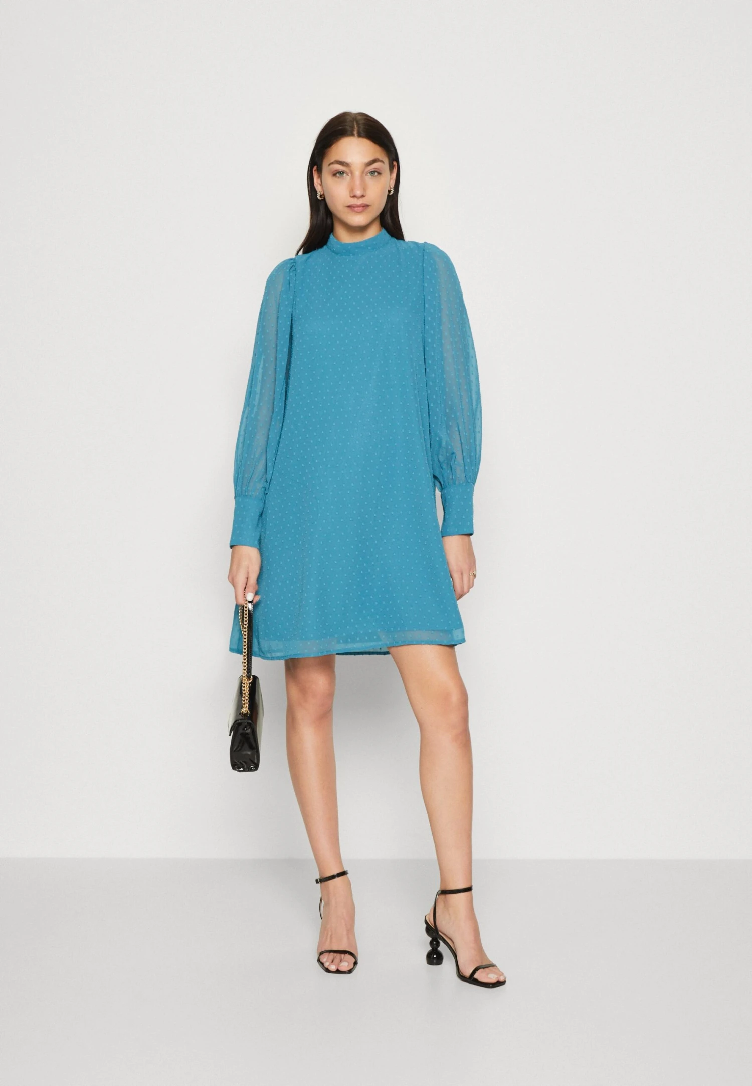 Yaspana Funnelneck Dress - Cocktailjurk - Saxony Blue 4 Yaspana Funnelneck Dress - Cocktailjurk - Saxony Blue - Afbeelding 2