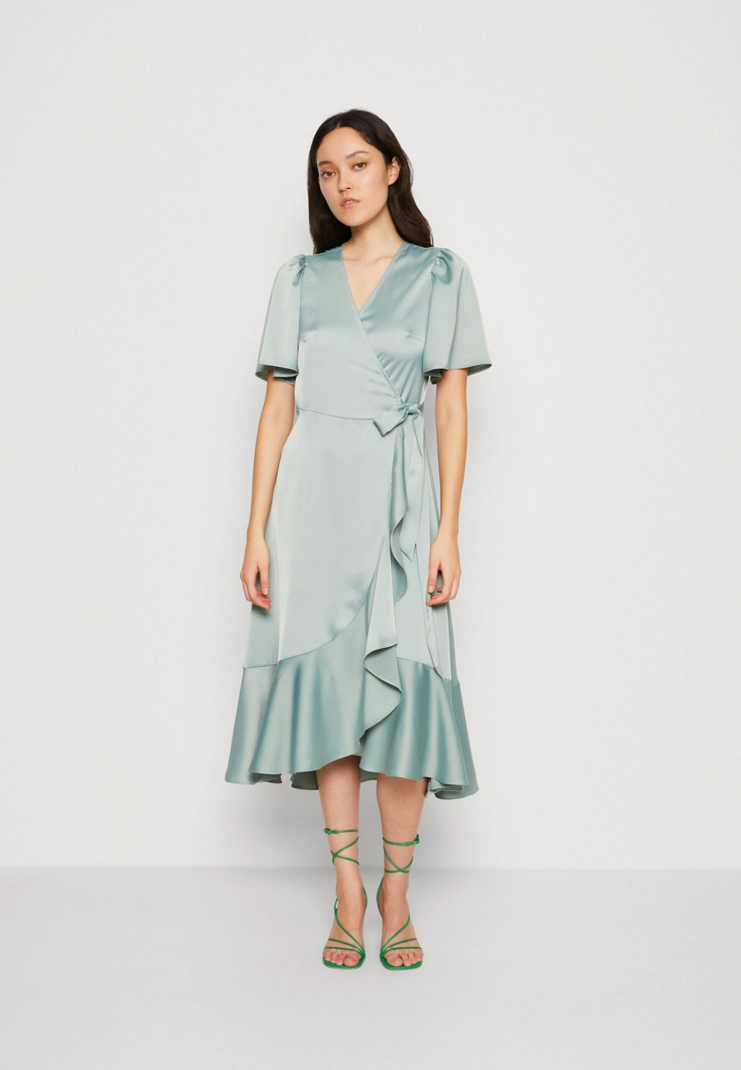 Yasthea Midi Wrap Dress - Cocktailjurk - Green Milieu 3 Yasthea Midi Wrap Dress - Cocktailjurk - Green Milieu