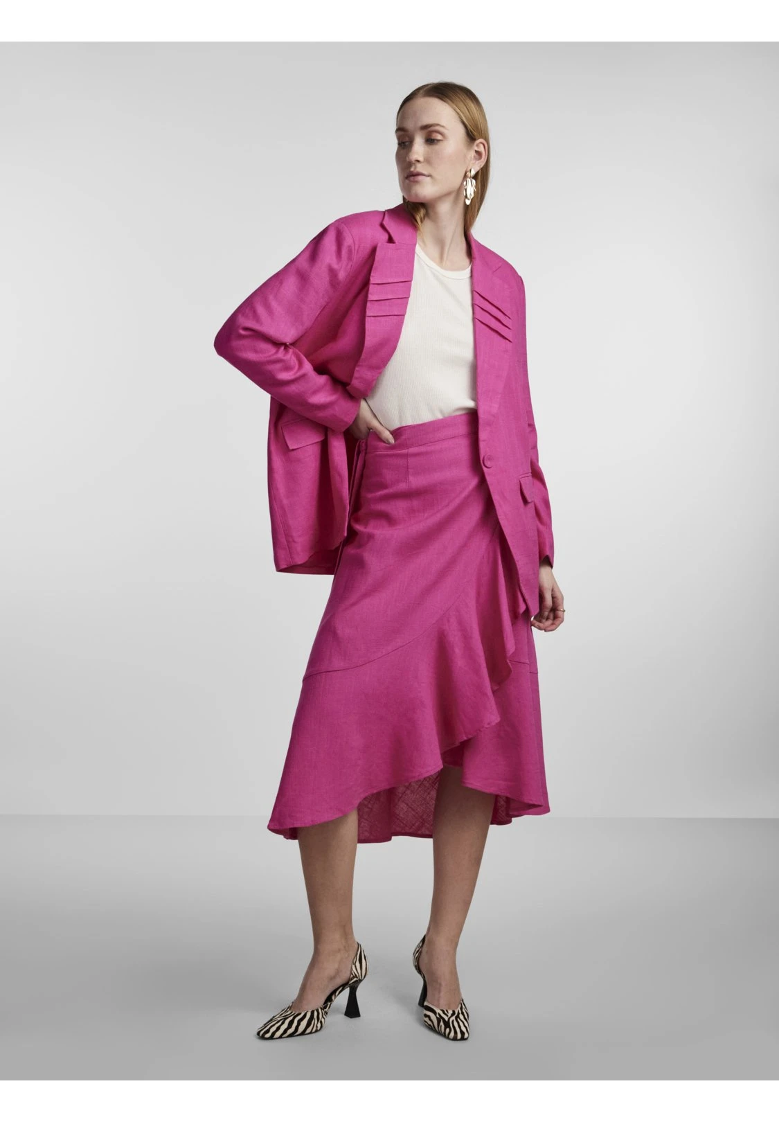 Yasprima Midi Wrap Skirt- Wikkelrok - Fuchsia Purple 4 Yasprima Midi Wrap Skirt- Wikkelrok - Fuchsia Purple - Afbeelding 2