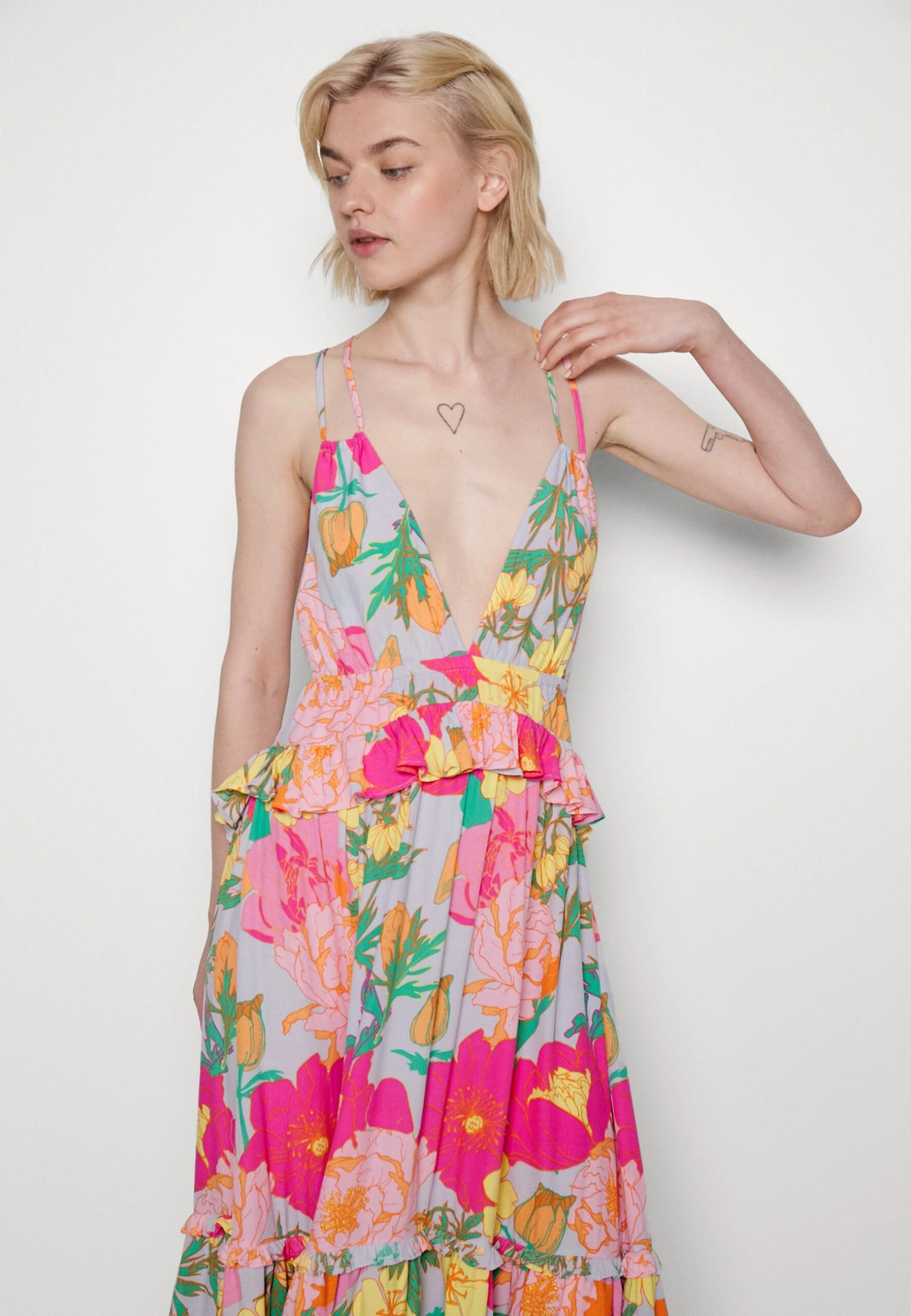 Yaslullah Strap Maxi Dress- Jurk - Heather/Lullah Aop 6 Yaslullah Strap Maxi Dress- Jurk - Heather/Lullah Aop - Afbeelding 4