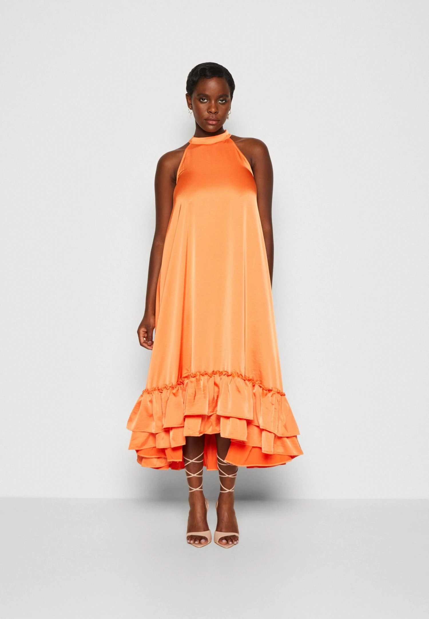 Yaseleanor Halterneck Long Dress - Cocktailjurk - Celosia Orange 3 Yaseleanor Halterneck Long Dress - Cocktailjurk - Celosia Orange