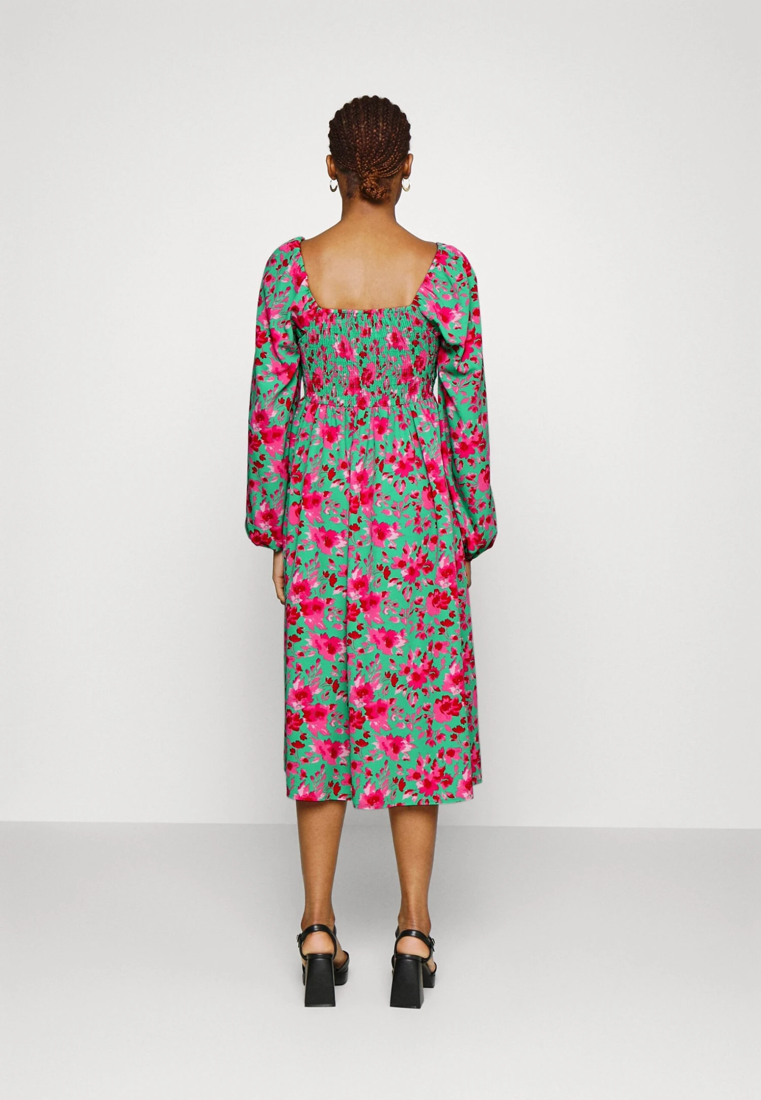 Yassofie Midi Dress - Jurk - Green/Pink 5 Yassofie Midi Dress - Jurk - Green/Pink - Afbeelding 3