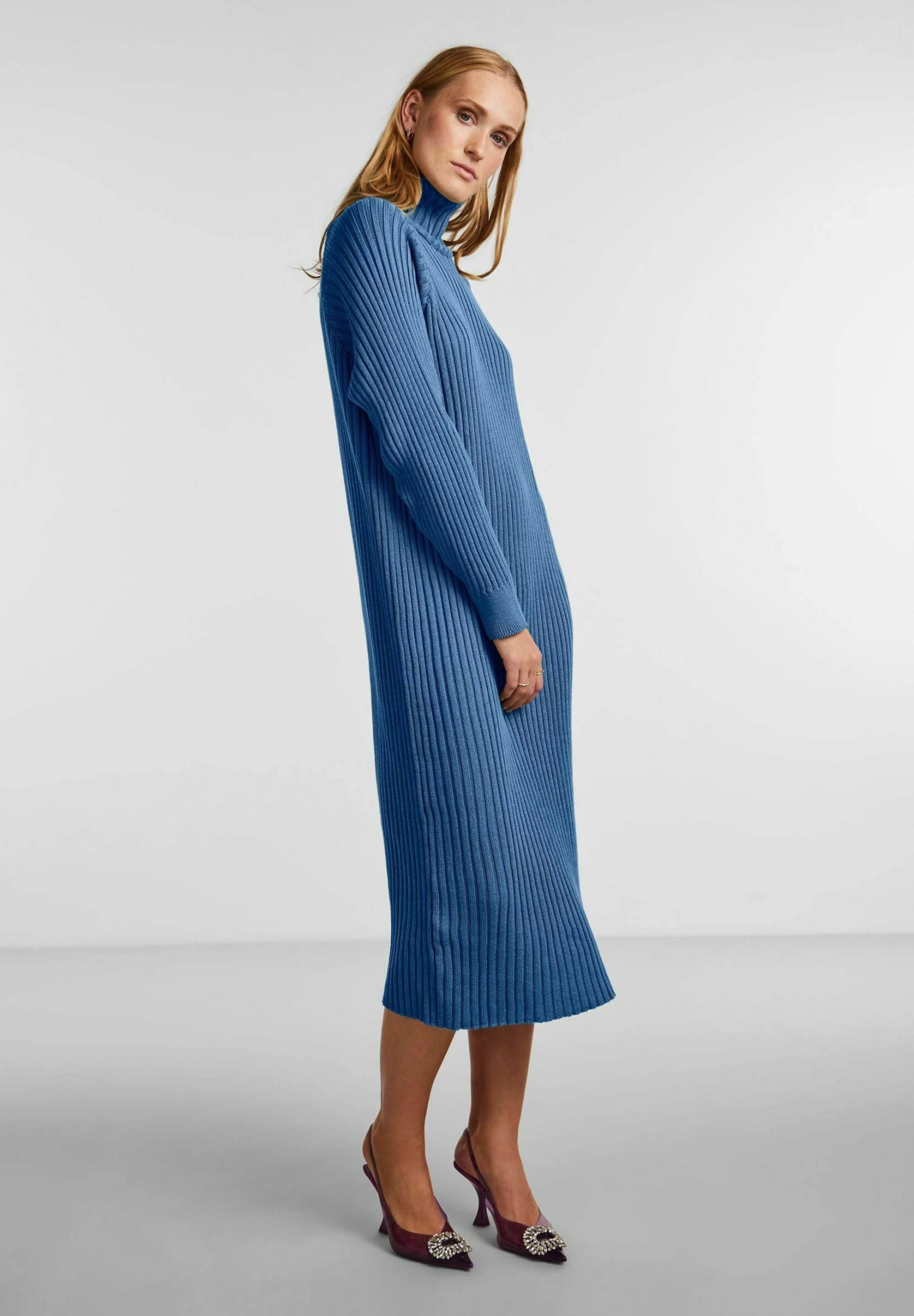 YAS Midi Rollneck S Noos - Gebreide Jurk - Federal Blue 4 YAS Midi Rollneck S Noos - Gebreide Jurk - Federal Blue - Afbeelding 2